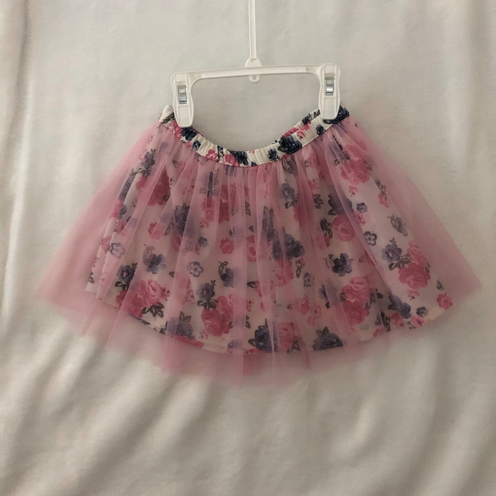 Girls Frill Floral Print Skirt